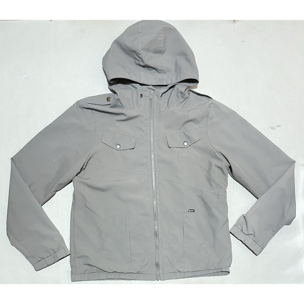 Volcom Men's XL Grey True‎ To This Hooded Jacket Utility Coat Pockets Zip Up